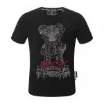 2019 chaude t-shirt philipp plein homme col rond coton bear take knife